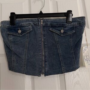 NWT PROJECT REBEL Blue Denim Corset Top Women's Size L Button Zipper 65% Cotton